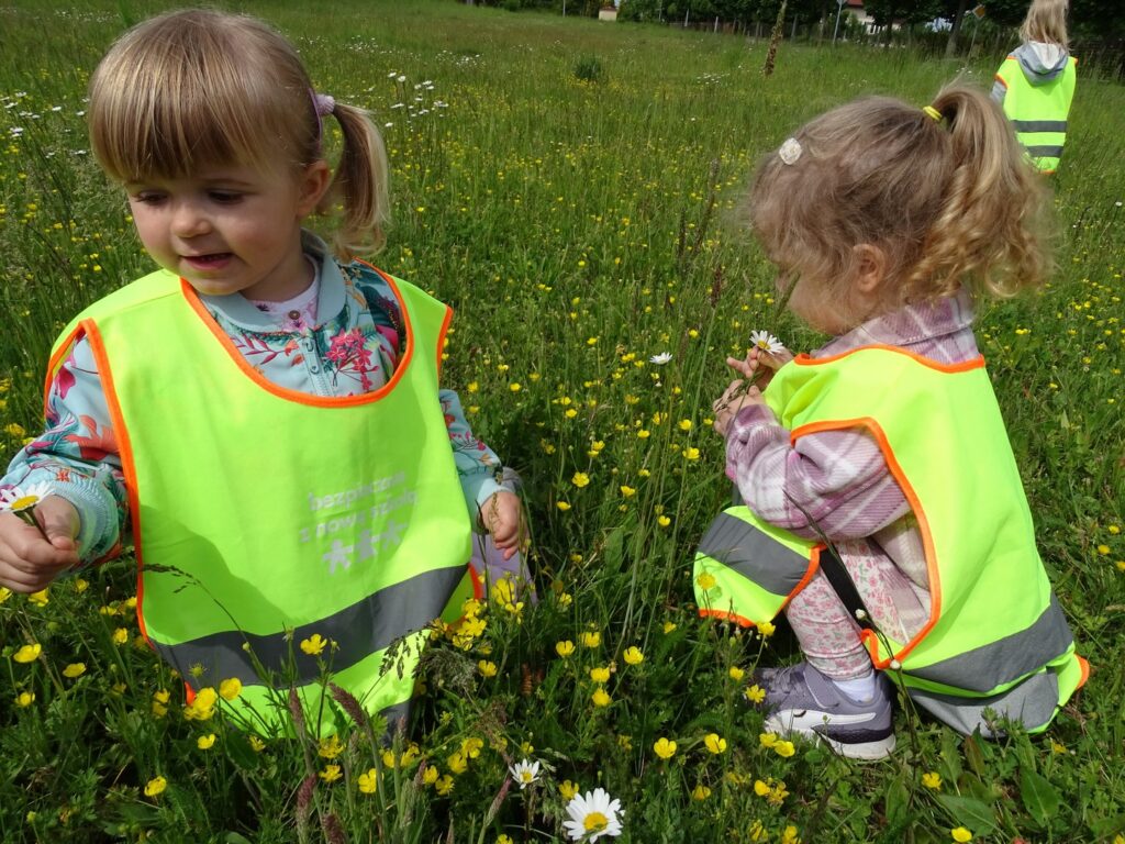 Dziewczynki zbierają kwiaty