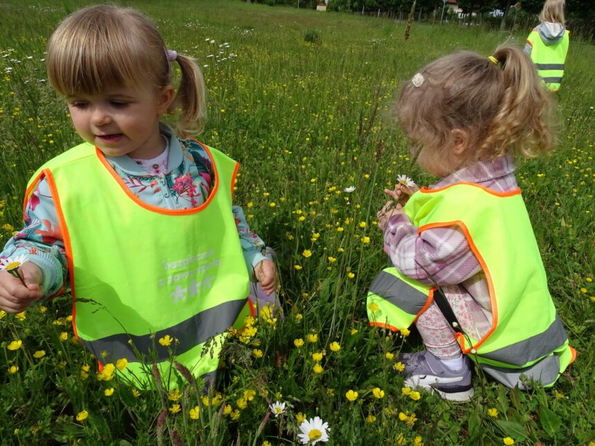 Dziewczynki zbierają kwiaty