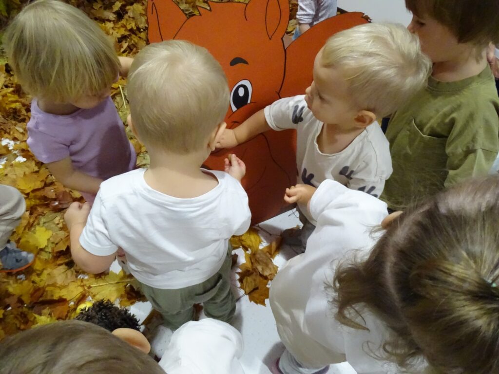 Chłopczyk karmi wiewiórkę