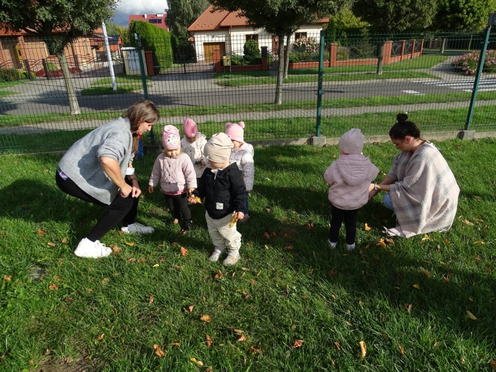 Dzieci szukają listków