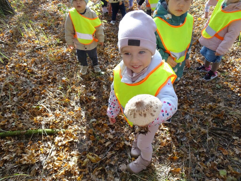 Dziewczynka pokazuje grzybka