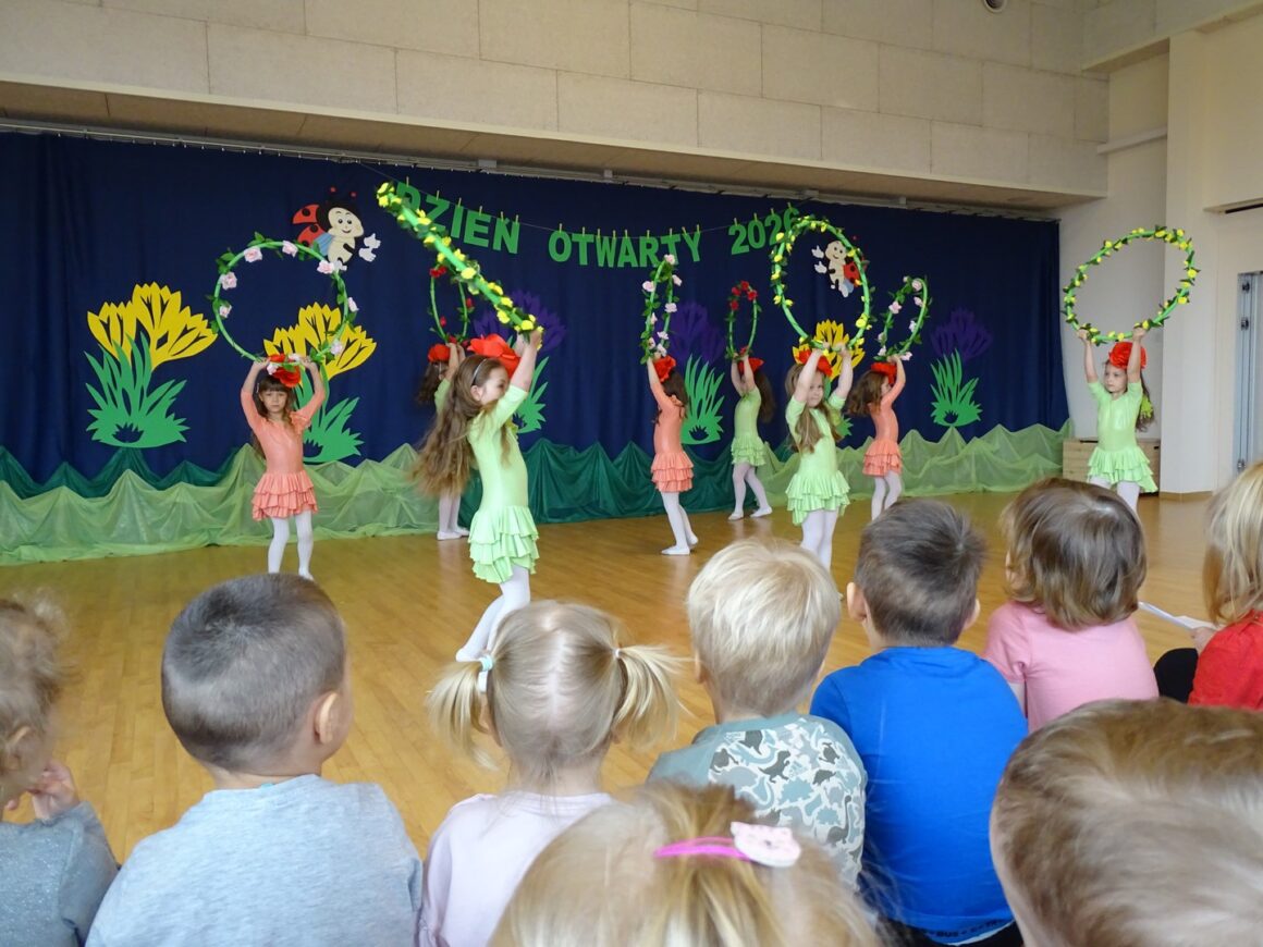 Dziewczynki tańczą z kolorowymi kółkami