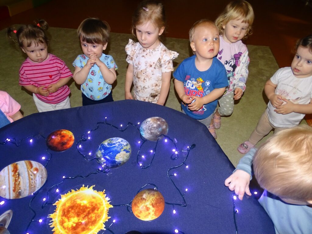 Dzieci oglądają planety