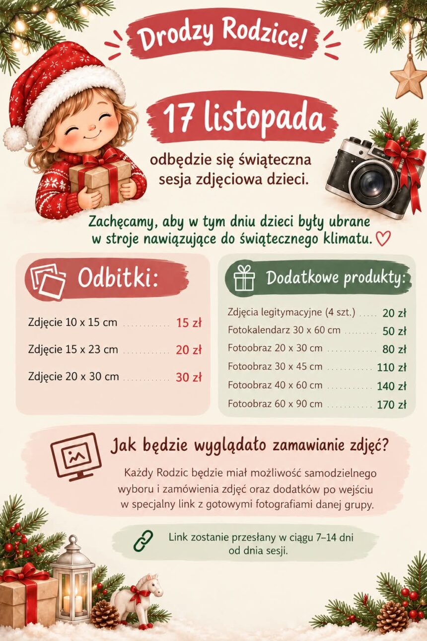 Informacja o sesji świątecznej